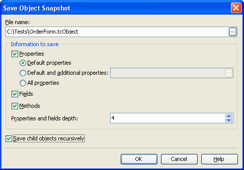 Save Object Snapshot Dialog