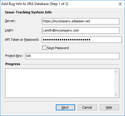 The Add Bug to JIRA Database