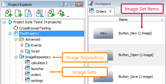 Testing Mobile Applications: Image Repository and Image Set items