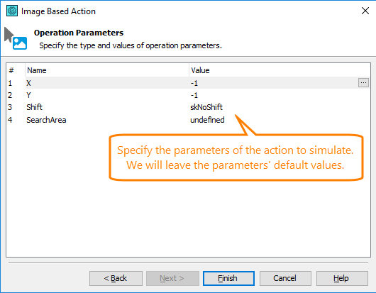 Image-Based Testing Tutorial: Selecting additional parameters