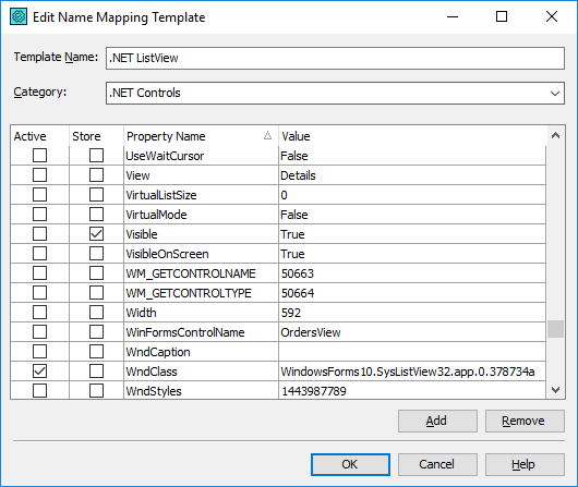 Edit Name Mapping Template Dialog