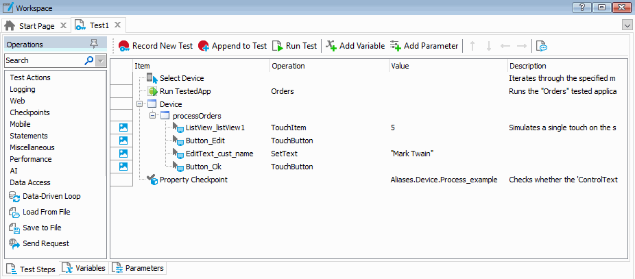 Getting Started With TestComplete (Android): The recorded test