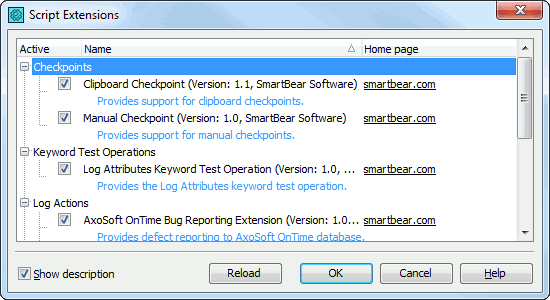 Script Extensions Dialog