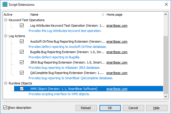 Extension name in the Script Extensions Dialog