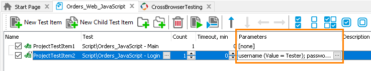 Integration with CrossBrowserTesting.com: Setting test item parameters