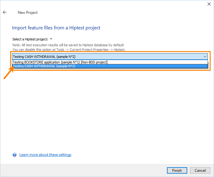 Import HipTest project: Step 3