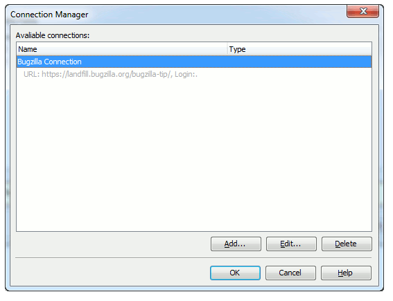 Connection Manager Dialog