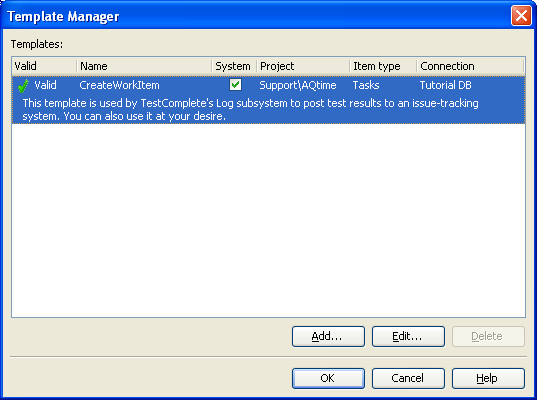 Template Manager Dialog