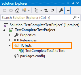 TestComplete integration with Visual Studio: Folder storing your TestComplete project files