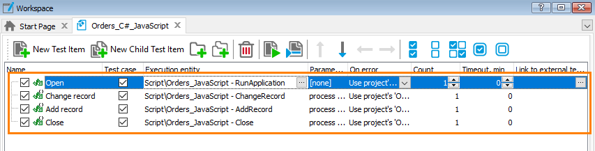 TestComplete integration with Visual Studio: Test items in a TestComplete project