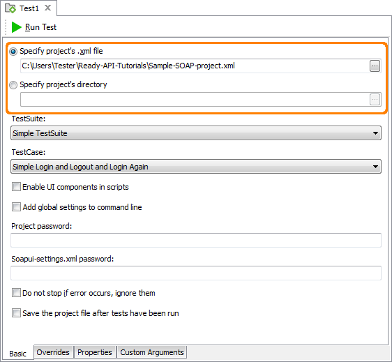 Editing SoapUI Test Properties