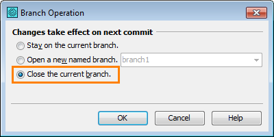 Closing Branches in TestComplete Commit Dialog