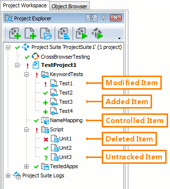 Status icons in Project Explorer