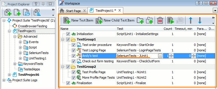 Running Unit Tests as Test Items