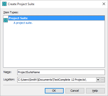 Create Project Suite Dialog