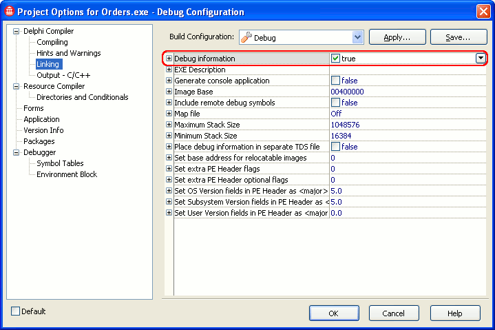 Project Options: Linking