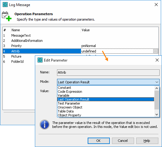 Specifying the [Last Operation Result] value