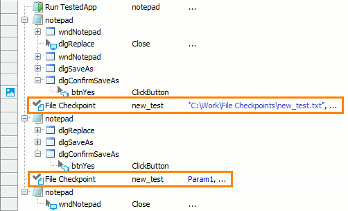 Parameterized File Checkpoint Operation