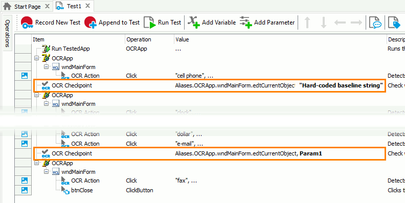 Parameterizing the OCR Checkpoint operation