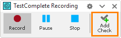 Recording toolbar: Add Check