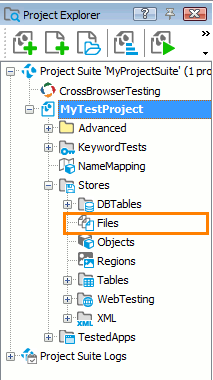 The Files collection of a TestComplete project