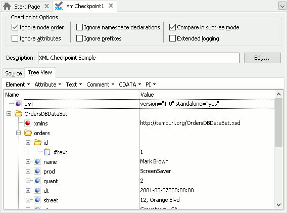 XMLCheckpoint Element Editor