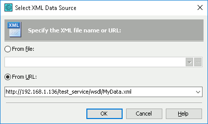 Select XML Data Source dialog