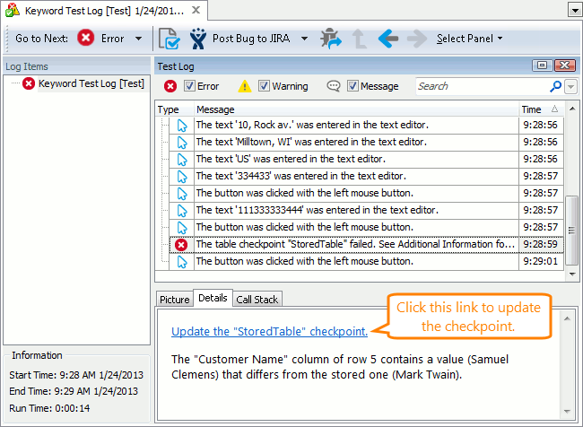 Updating table checkpoint from the test log.