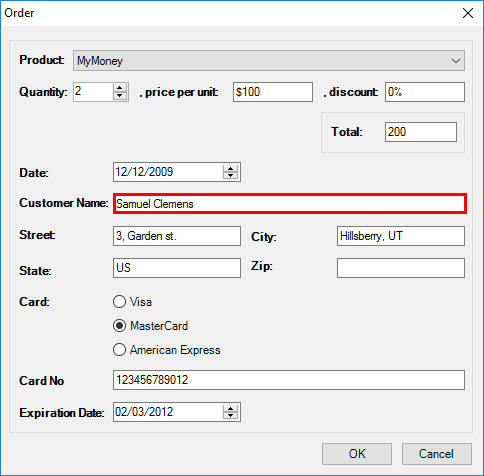 An object highlighted in the application