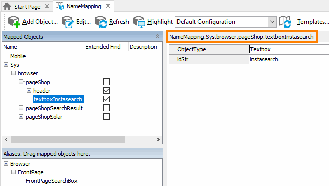 Mapped name in the Name Mapping repository