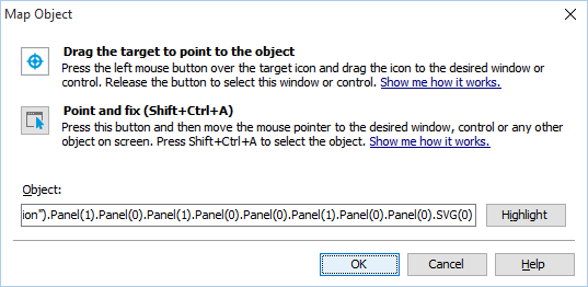 Select a window or control for mapping