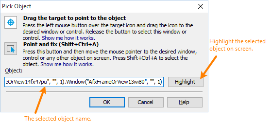 Pick Object dialog