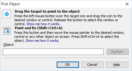 Pick Object dialog