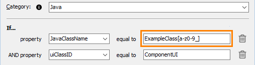 Regular expressions in property values