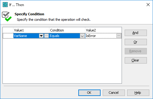 Settings of the If... Then operation