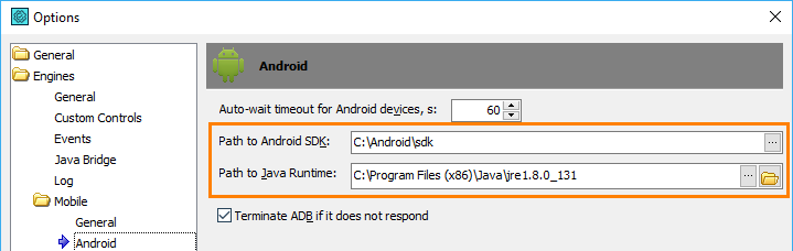 Getting Started With TestComplete (Android): Configuring TestComplete