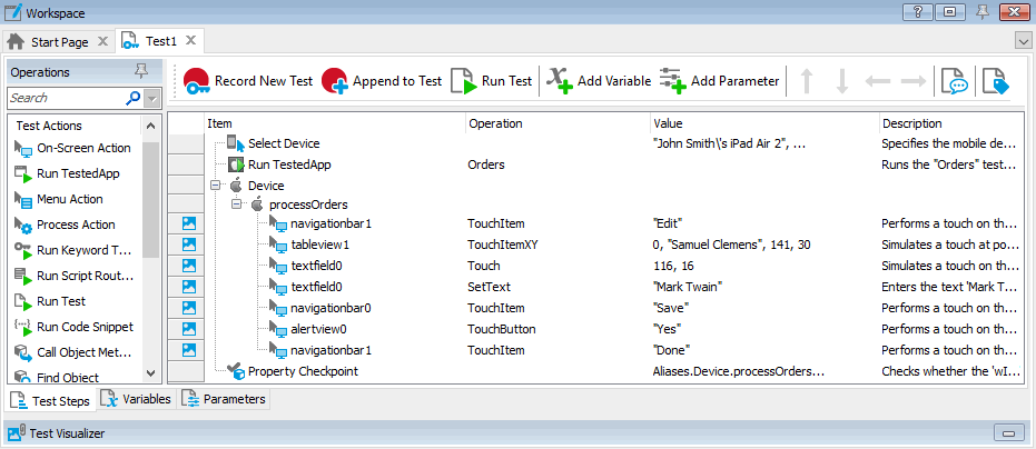 Getting Started With TestComplete (iOS): The recorded test