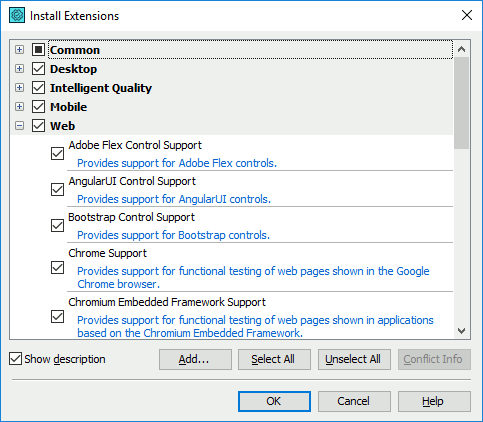 Extensions Dialog