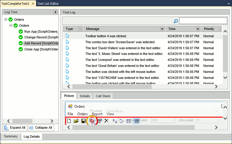 TestComplete integration with Visual Studio: Detailed results of the test run (Visual Studio 2010)