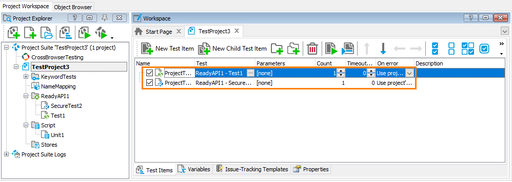 Running SoapUI Tests as Test Items