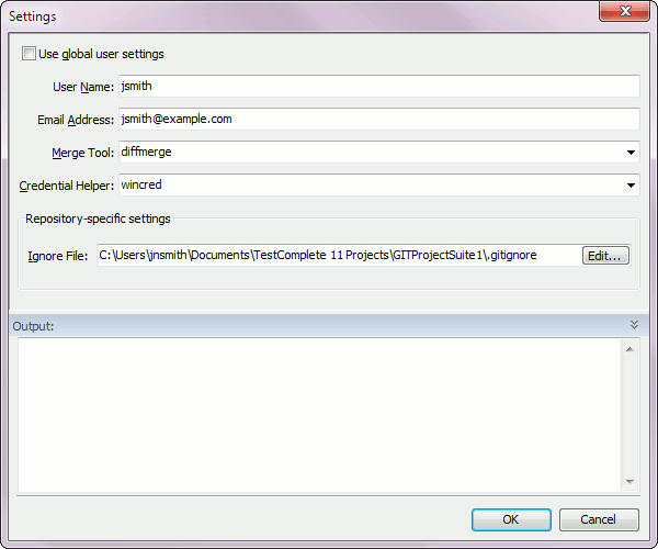 Git Repository Settings dialog