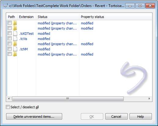 Reverting Local Changes via TortoiseSVN Revert Dialog