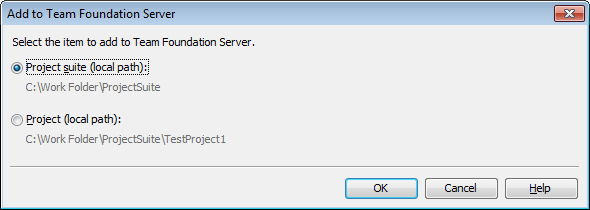 Add to Team Foundation Server Dialog