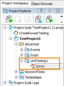 Selenium testing in TestComplete: Adding unit testing item to your project