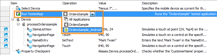 Testing Xamarin.Forms applications tutorial: Modify the Run TestedApp operation