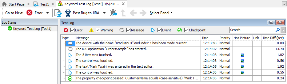 Testing Xamarin.Forms applications tutorial: The test results