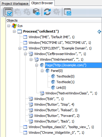 CEF application in Object Browser