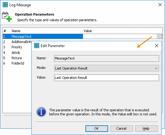 Properties of the Log Message Operation