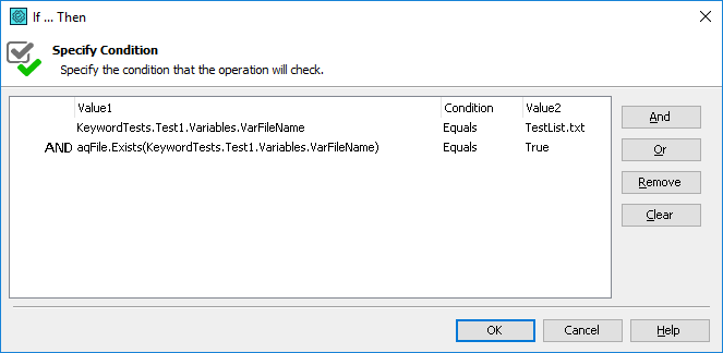 Parameters of the If... Then Operation