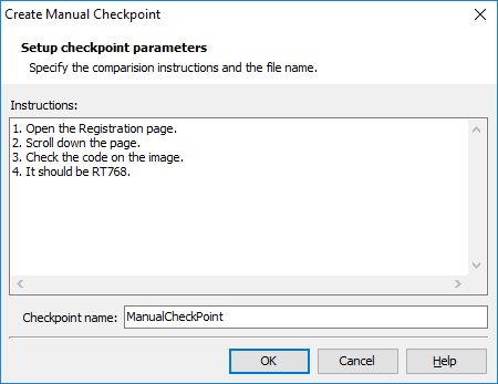 The Create Manual Checkpoint Dialog